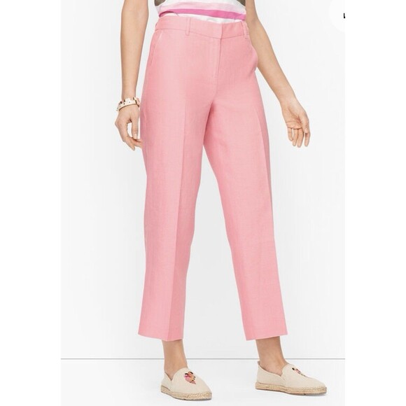 TALBOTS STRAIGHT LEG  PANTS Slim Crop SIZE 6 Pink cotton - Picture 1 of 16